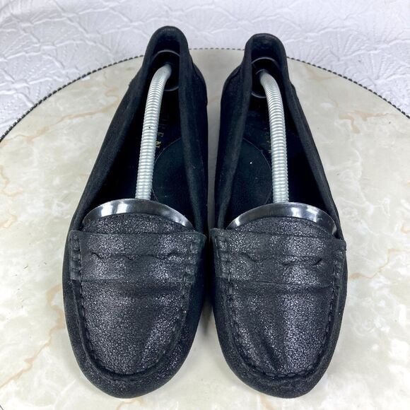 Lauren Ralph Lauren Driving Loafers Sz 6.5 Black Suede Preppy Comfort Moccasins - Picture 4 of 14